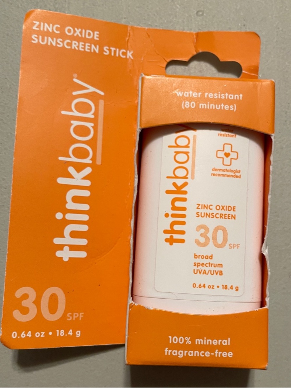 Think! thinkbaby Zinc Oxide Sunscreen Stick SPF 30 - Orange 2/2027 New